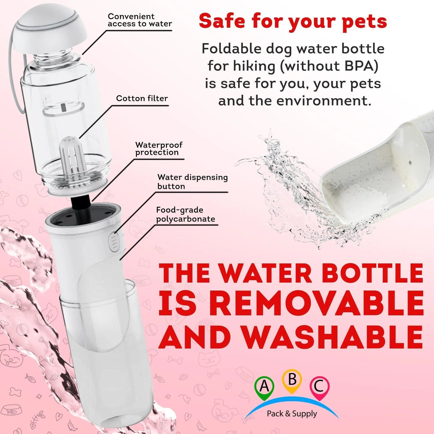 Portable Pet Water Bottle Dispenser