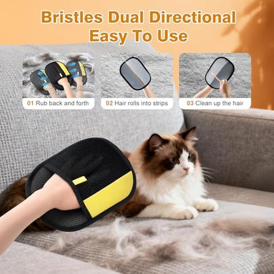 2Pcs Reusable Pet Hair Removal Gloves - Electrostatic Tool for Sofa, Bed & Car